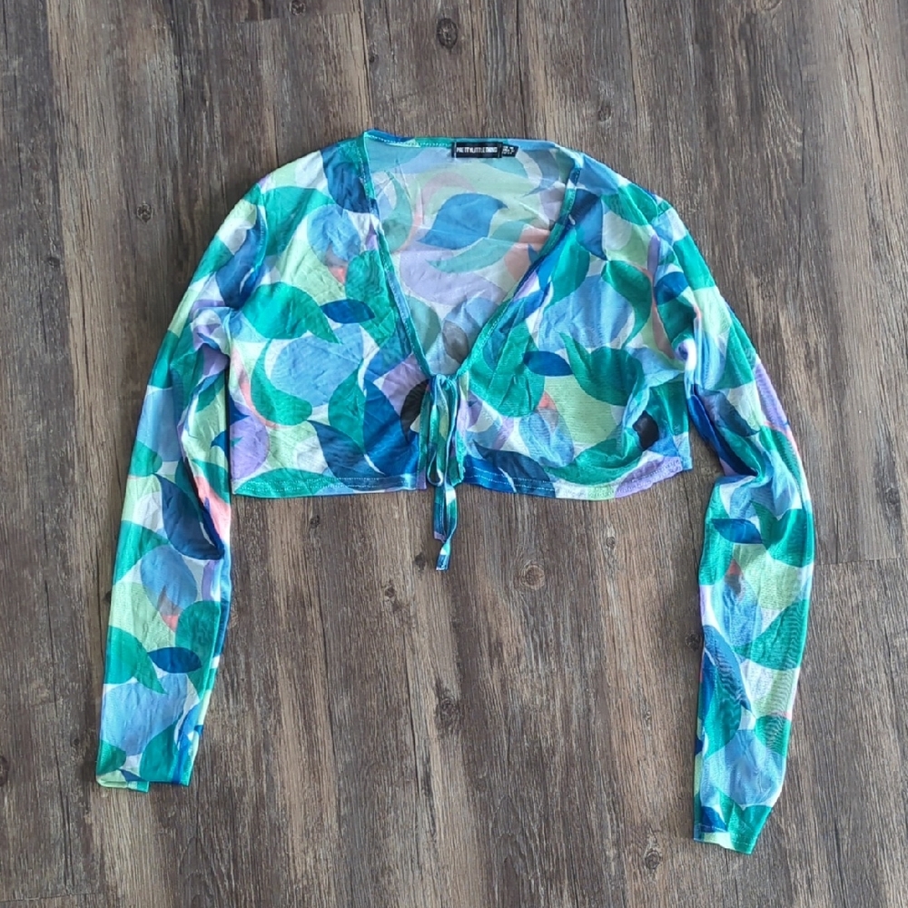 Pretty Little Thing Mesh Long Sleeve Crop Cover Top
